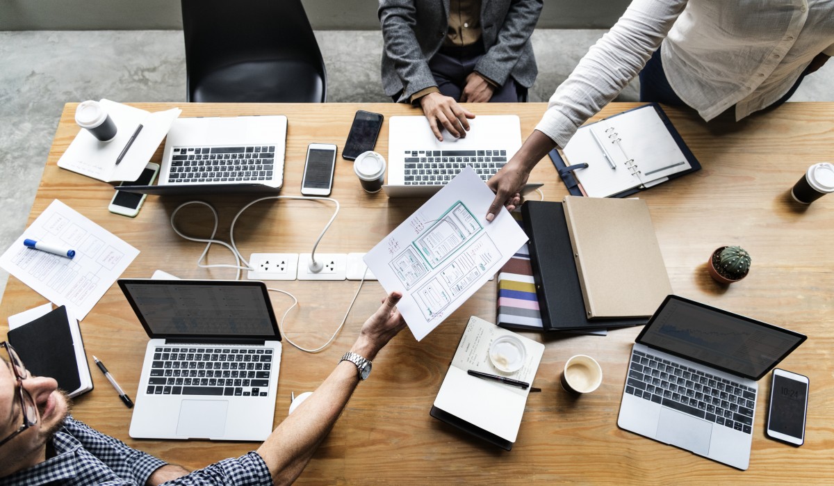 Laptops on a table