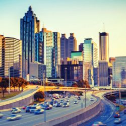 Atlanta Skyline and Highway at Sunset