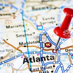 US capital cities on map series: Atlanta, Georgia, GA