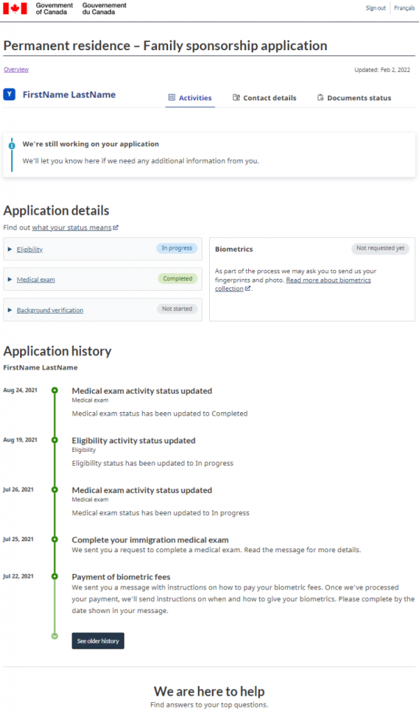 New Status Tracker for Canada Family Immigration Applications